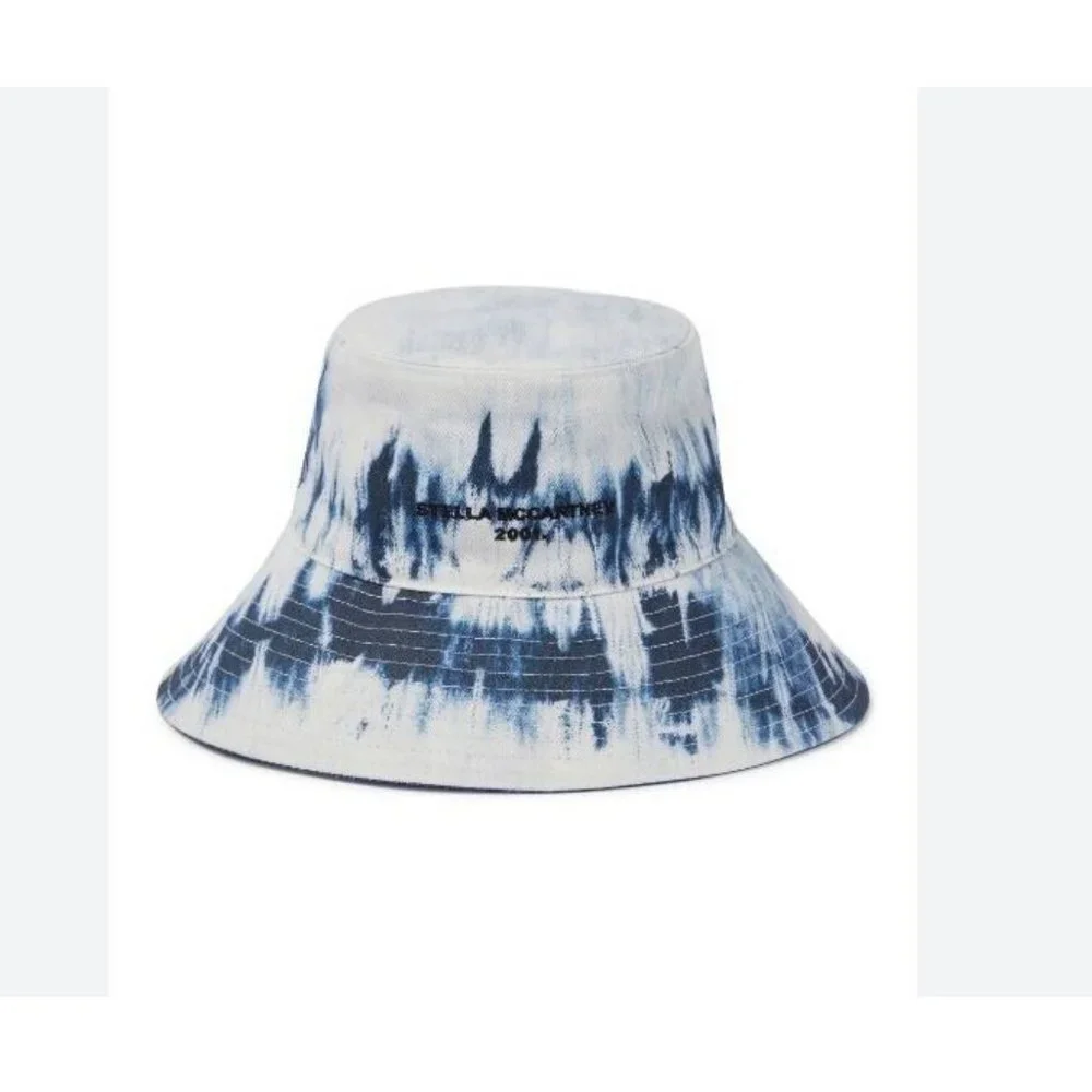 STELLA MCCARTNEY tie dye cotton women's bucket hat  - Navy/White - Size 57